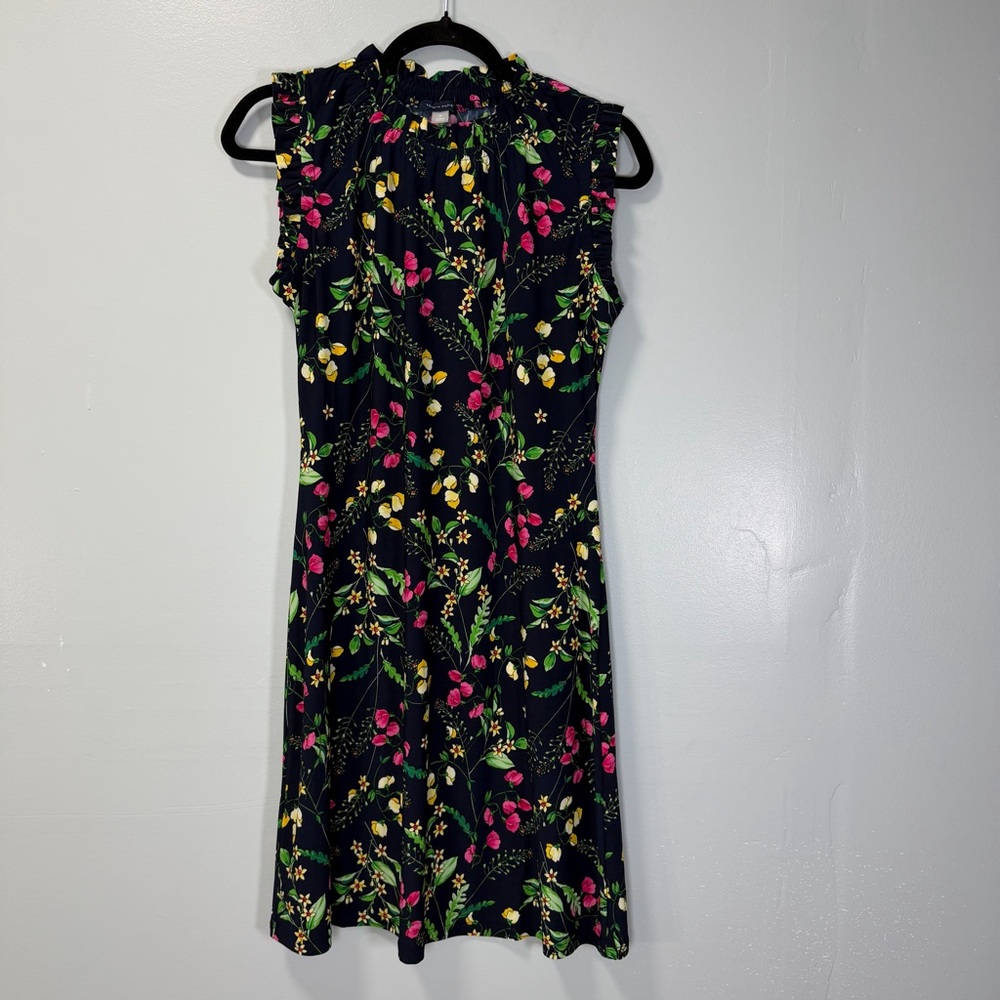 Tommy Hilfiger Navy Sleeveless Dress with Floral Design Size 8